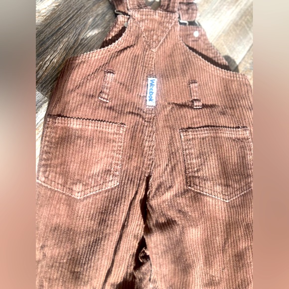 2 pair Vintage 90s Weebok Corduroy Overalls by Reebok navy & brown corduroy bibs - Picture 10 of 16